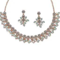 Kennice Rose-Gold Plated Cubic Zirconia Studded Jewellery Set-picture-17