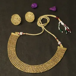 Adwitiya Collection 24KT Gold-Plated Artificial Beads-Beaded Necklace And Earrings-image-41