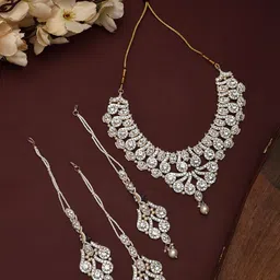 ANIKAS CREATION Gold-Plated Stones Studded & Beaded Jewellery Set-picture-14