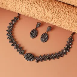 SOHI Gold-Plated Crystal-Studded Choker Jewellery Set-picture-21