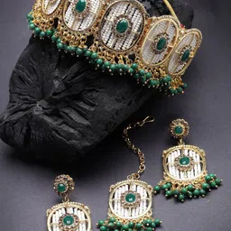 Sukkhi Gold-Plated Stones-Studded & Beaded Jewellery Set-picture-34