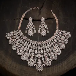 Kushal's Fashion Jewellery Rose Gold-Plated Zircon-Studded Jewellery Set-picture-12
