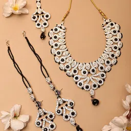 ANIKAS CREATION Gold-Plated Stones Studded & Beaded Jewellery Set-picture-40