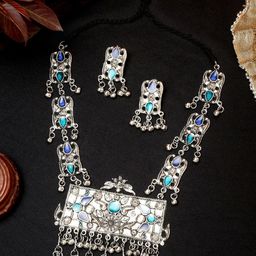 YouBella German Silver-Plated Stone Studded & Beaded Jewellery Set-picture-21