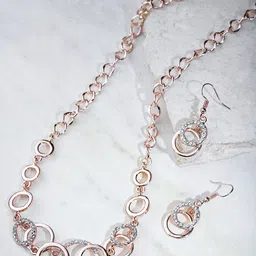 DressBerry Rose Gold-Plated Stone-Studded Jewellery Set-picture-10