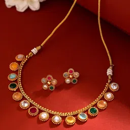 THE AAB STUDIO Gold-Plated Stone-Studded Jewellery Set-picture-33