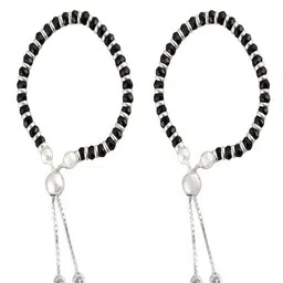 Silver Chest Kids Set Of 2 925 Pure Silver Beads Beaded Wraparound Bracelets-image-5