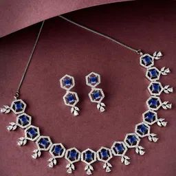 KARATCART Silver Plated CZ Studded Jewellery Set-picture-23