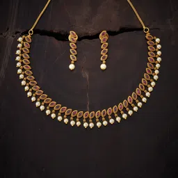 Kushal's Fashion Jewellery Gold-Plated Stone Studded & Beaded Jewellery Set-picture-23