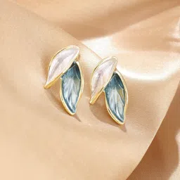 VAGHBHATT Gold-Plated Leaf Shaped Stud Earrings-picture-19