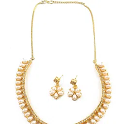 Jewar Mandi Gold-Plated Pearl Stone-Studded Jewellery Set-picture-26