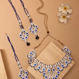 ANIKAS CREATION Gold-Plated Stones Studded & Beaded Jewellery Set image 1