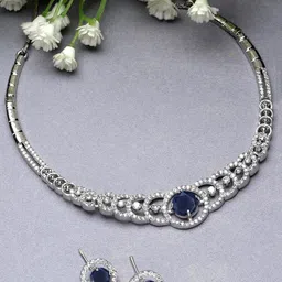 KARATCART Silver-Plated Cubic Zirconia Studded Jewellery Set-picture-33