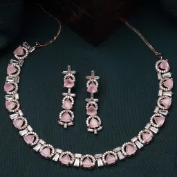 KARATCART Rose Gold-Plated Cubic Zirconia Studded Jewellery Set-picture-43
