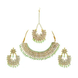 Shining Jewel - By Shivansh Gold-Plated Kundan-Studded & Beaded Jewellery Set-picture-12