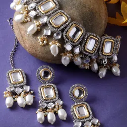Sukkhi Rhodium Plated AD-Studded Choker Jewellery Set-picture-21