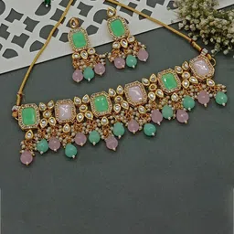 AASHISH IMITATION Gold-Plated Kundan Studded & Beaded Jewellery Set-picture-19