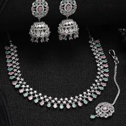 Jazz and Sizzle Silver-Plated AD Studded Jewellery Set-picture-13