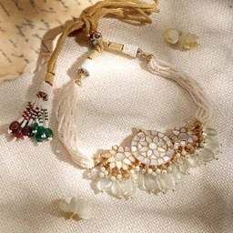 Rubans 22K Gold-Plated Kundan-Studded Mother of Pearl Jewellery Set image 2