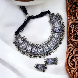 Sangria Silver-Plated Kundan Studded  Jewellery Set-picture-36