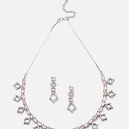 Anouk Rhodium-Plated American Diamond Studded Necklace & Earrings-picture-48