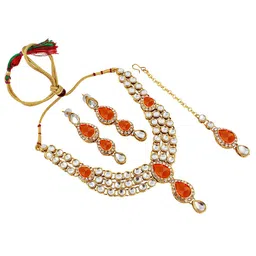 LUCKY JEWELLERY Gold Plated Kundan Studded Jewellery Set-picture-20