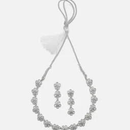 Anouk Silver-Plated American Diamond Studded Necklace & Earrings-picture-11
