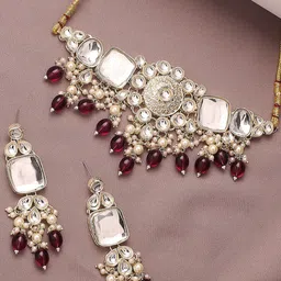 OOMPH Gold Plated Kundan-Studded & Beaded Jewellery Set-picture-23