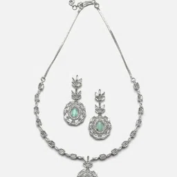 Anouk Rhodium-Plated AD-Studded Necklace & Earrings-picture-36