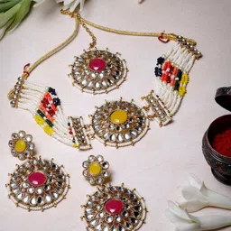Sukkhi Gold Plated & Kundan Studded Jewellery Set-image-69