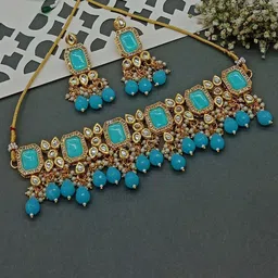 AASHISH IMITATION Gold-Plated Kundan Studded & Beaded Jewellery Set-picture-29