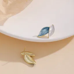 Krelin Gold Plated Leaf Shaped Stud Earrings-picture-22