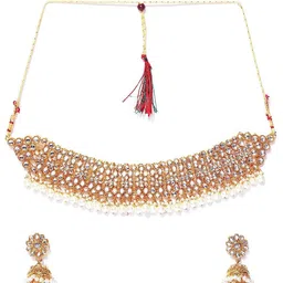 YouBella Gold Plated Stones Studded & Beaded Jewellery Set-image-32
