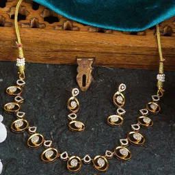 GRIIHAM Gold Plated AD Studded Jewellery Set-image-53