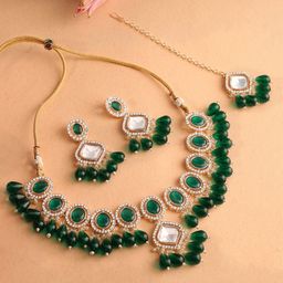 Zaveri Pearls Gold Plated Stone Studded & Beaded Jewellery Set-picture-27