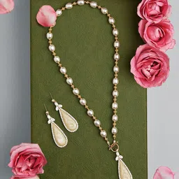 AMI Gold-Plated Stone Studded & Beaded Jewellery Set-picture-28