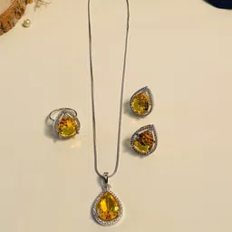 ABDESIGNS Silver-Plated American Diamond-Studded Jewellery Set-picture-32