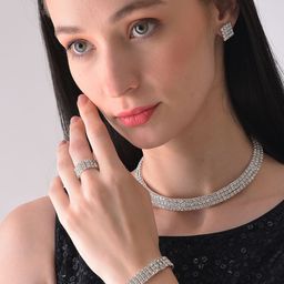 SOHI Women Silver-Plated White Stone-Studded Jewellery Set-picture-11