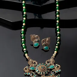 ADIVA Gold-Plated Artificial Stones and Beads Necklace & Earrings-picture-14