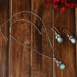 VENI Silver Plated Oxidised Jewellery Set-picture-12