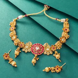 aadita Gold Plated Copper Jewellery Set image 1