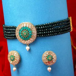 Kennice Gold-Plated Stone Studded & Beaded Jewellery Set-picture-38