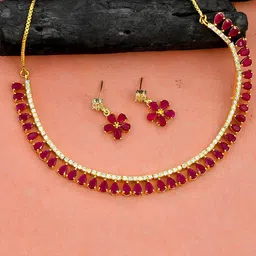 Silvermerc Designs Gold-Plated American Diamond Studded Jewellery Set-picture-49