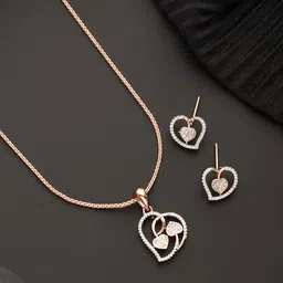 Saraf RS Jewellery Rose Gold Plated AD Studded Jewellery Set-image-68
