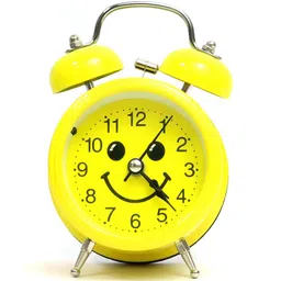 Sigaram Yellow & Black Round Analogue Alarm Clock image 1