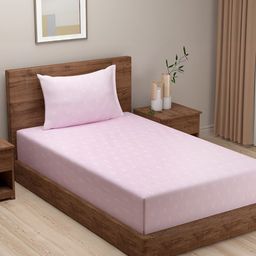 SWAYAM Pink & White Floral TC 240 Single Bedsheet with 1 Pillow Covers-picture-14