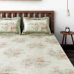 SWAYAM Cream-Coloured 200 TC Cotton Double Bedsheet with 2 Pillow Covers-image-10