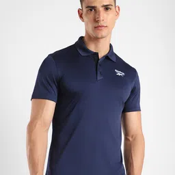 Reebok Slim-Fit Fnd Rec Vector Polo Collar Sports T-Shirt-picture-22