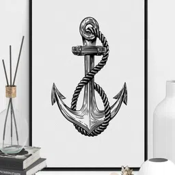 THE HANDMADE FLAIR Crystal Porcelain White & Black Anchor Nautical Sailor Wall Art-picture-22