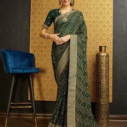 Mitera Bandhani Printed Zari Pure Georgette Saree-picture-10